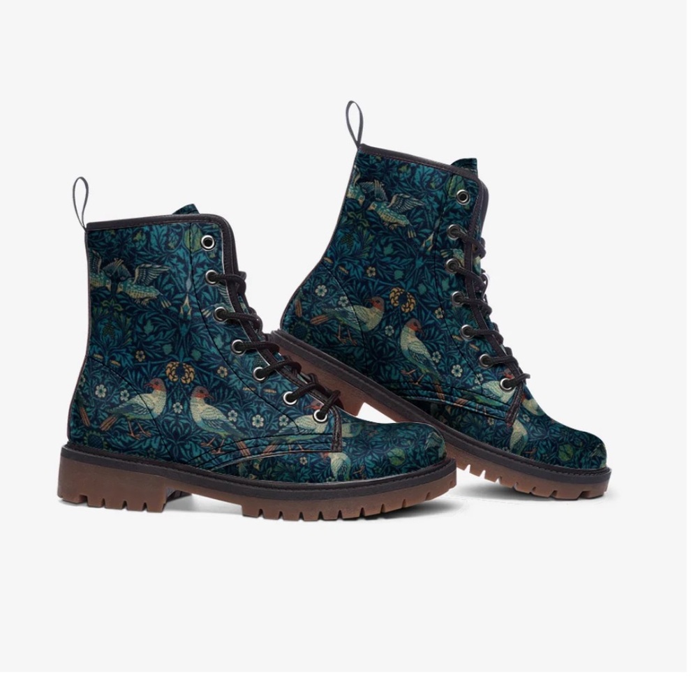 Women's Lace-Up Boots with Blue Pattern - Picture 6 of 7